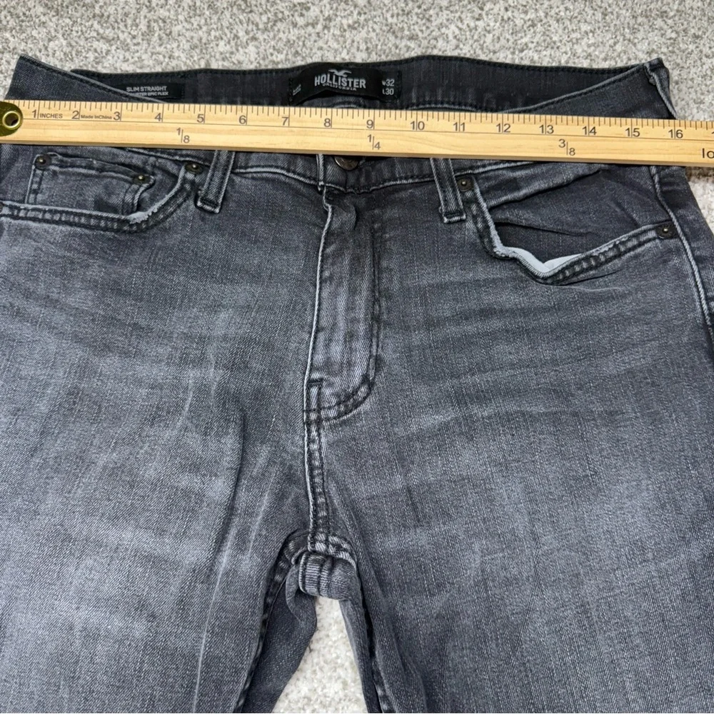 Women’s Hollister Dark Wash Black Gray Slim Straight Leg Jeans Size‎ 32x29